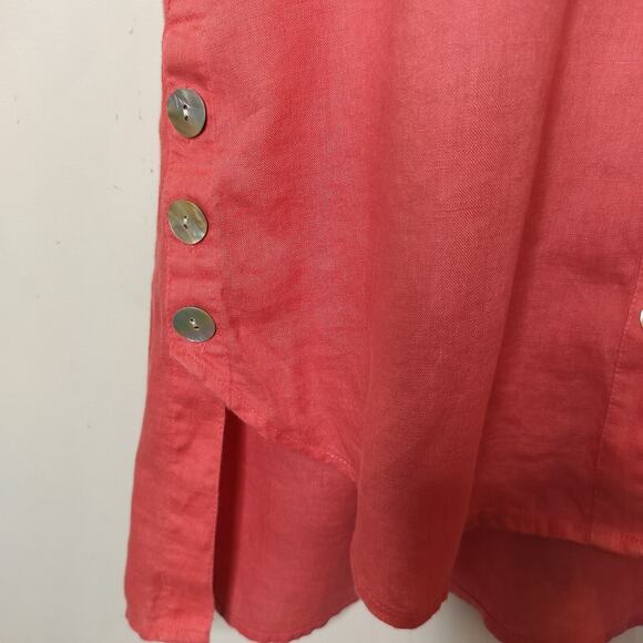 J. Jill Love Linen Sleeveless Shirt Button Up Hi Low Hem - Picture 5 of 8